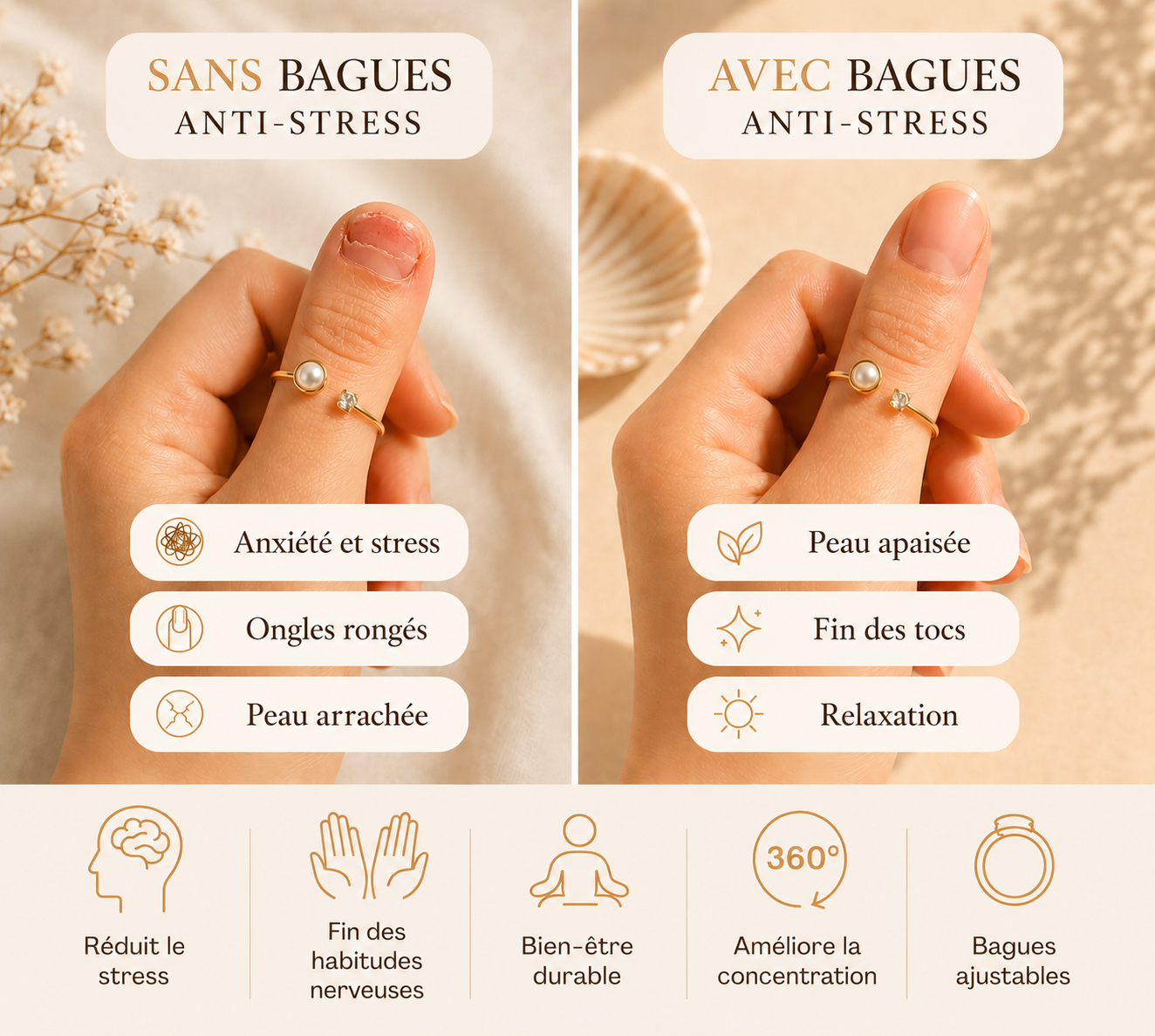 Bague anti-stress - Calm Perla
