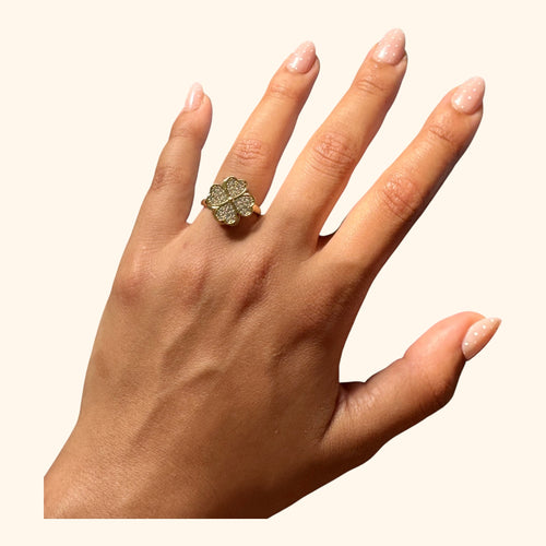 Bague anti-stress - trèfle d'or